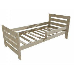 Dětská postel se zábranou VMK001E KIDS (Rozměr: 90 x 200 cm, Barva dřeva: surové dřevo)