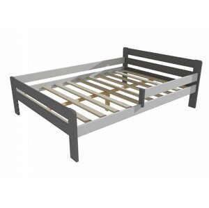 Dětská postel se zábranou VMK002C KIDS (Rozměr: 120 x 200 cm, Barva dřeva: barva šedá + bílá)