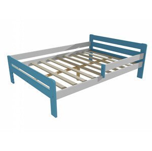 Dětská postel se zábranou VMK002C KIDS (Rozměr: 140 x 200 cm, Barva dřeva: barva modrá + bílá)