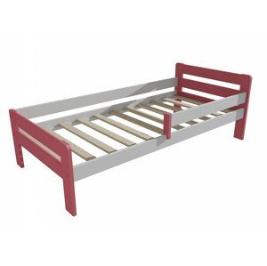Dětská postel se zábranou VMK002C KIDS (Rozměr: 80 x 160 cm, Barva dřeva: barva růžová + bílá)