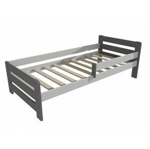 Dětská postel se zábranou VMK002D KIDS (Rozměr: 70 x 160 cm, Barva dřeva: barva šedá + bílá)