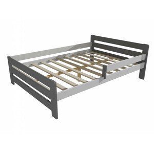 Dětská postel se zábranou VMK002D KIDS (Rozměr: 120 x 200 cm, Barva dřeva: barva šedá + bílá)