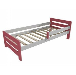 Dětská postel se zábranou VMK002D KIDS (Rozměr: 80 x 180 cm, Barva dřeva: barva růžová + bílá)