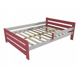 Dětská postel se zábranou VMK002D KIDS (Rozměr: 120 x 200 cm, Barva dřeva: barva růžová + bílá)