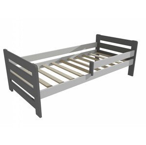 Dětská postel se zábranou VMK002E KIDS (Rozměr: 80 x 160 cm, Barva dřeva: barva šedá + bílá)