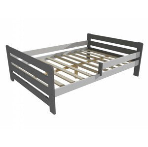 Dětská postel se zábranou VMK002E KIDS (Rozměr: 120 x 200 cm, Barva dřeva: barva šedá + bílá)