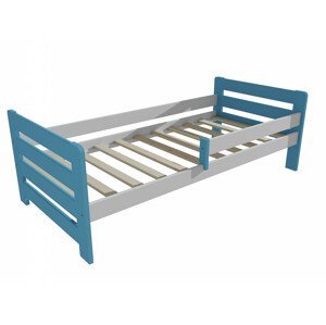 Dětská postel se zábranou VMK002E KIDS (Rozměr: 70 x 160 cm, Barva dřeva: barva modrá + bílá)
