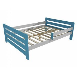 Dětská postel se zábranou VMK002E KIDS (Rozměr: 120 x 200 cm, Barva dřeva: barva modrá + bílá)