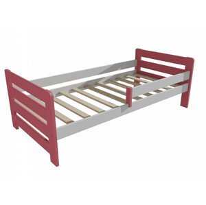 Dětská postel se zábranou VMK002E KIDS (Rozměr: 70 x 160 cm, Barva dřeva: barva růžová + bílá)
