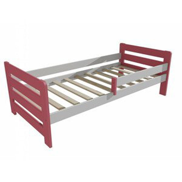Dětská postel se zábranou VMK002E KIDS (Rozměr: 80 x 190 cm, Barva dřeva: barva růžová + bílá)
