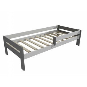 Dětská postel se zábranou VMK003C KIDS (Rozměr: 70 x 160 cm, Barva dřeva: barva šedá + bílá)