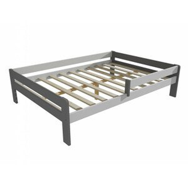 Dětská postel se zábranou VMK003C KIDS (Rozměr: 120 x 200 cm, Barva dřeva: barva šedá + bílá)