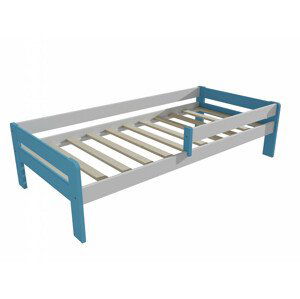 Dětská postel se zábranou VMK003C KIDS (Rozměr: 80 x 160 cm, Barva dřeva: barva modrá + bílá)