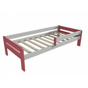 Dětská postel se zábranou VMK003C KIDS (Rozměr: 80 x 160 cm, Barva dřeva: barva růžová + bílá)