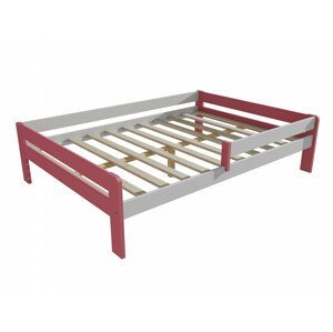 Dětská postel se zábranou VMK003C KIDS (Rozměr: 120 x 200 cm, Barva dřeva: barva růžová + bílá)