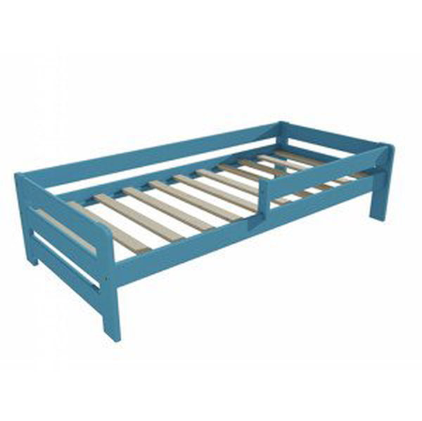 Dětská postel se zábranou VMK003D KIDS (Rozměr: 80 x 170 cm, Barva dřeva: barva modrá)