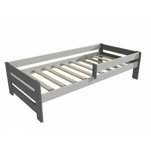 Dětská postel se zábranou VMK003D KIDS (Rozměr: 80 x 160 cm, Barva dřeva: barva šedá + bílá)