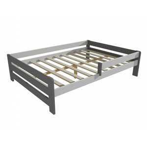 Dětská postel se zábranou VMK003D KIDS (Rozměr: 100 x 200 cm, Barva dřeva: barva šedá + bílá)