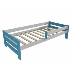Dětská postel se zábranou VMK003D KIDS (Rozměr: 80 x 160 cm, Barva dřeva: barva modrá + bílá)