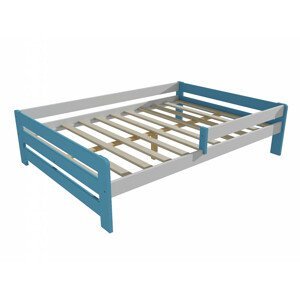 Dětská postel se zábranou VMK003D KIDS (Rozměr: 140 x 200 cm, Barva dřeva: barva modrá + bílá)
