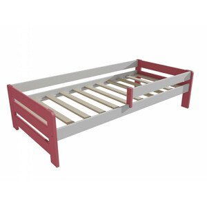 Dětská postel se zábranou VMK003D KIDS (Rozměr: 80 x 160 cm, Barva dřeva: barva růžová + bílá)