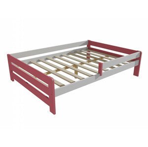 Dětská postel se zábranou VMK003D KIDS (Rozměr: 120 x 200 cm, Barva dřeva: barva růžová + bílá)