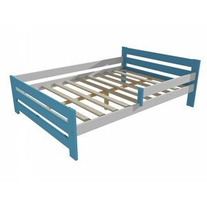 Dětská postel se zábranou VMK005D KIDS (Rozměr: 100 x 200 cm, Barva dřeva: barva modrá + bílá)