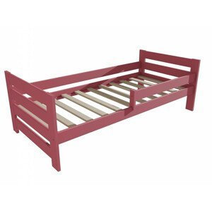 Dětská postel se zábranou VMK005E KIDS (Rozměr: 70 x 160 cm, Barva dřeva: barva růžová)