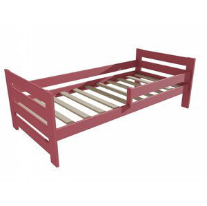 Dětská postel se zábranou VMK005E KIDS (Rozměr: 90 x 200 cm, Barva dřeva: barva růžová)