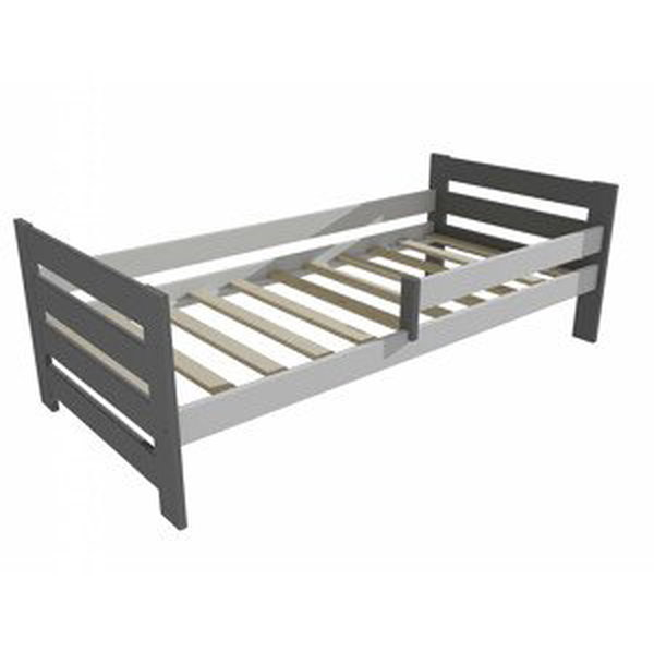 Dětská postel se zábranou VMK005E KIDS (Rozměr: 80 x 160 cm, Barva dřeva: barva šedá + bílá)