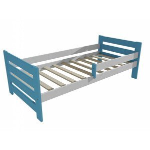 Dětská postel se zábranou VMK005E KIDS (Rozměr: 70 x 160 cm, Barva dřeva: barva modrá + bílá)