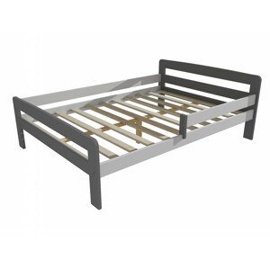 Dětská postel se zábranou VMK008C KIDS (Rozměr: 120 x 200 cm, Barva dřeva: barva šedá + bílá)