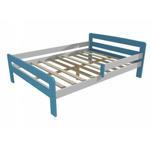 Dětská postel se zábranou VMK008C KIDS (Rozměr: 120 x 200 cm, Barva dřeva: barva modrá + bílá)