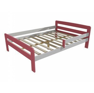 Dětská postel se zábranou VMK008C KIDS (Rozměr: 120 x 200 cm, Barva dřeva: barva růžová + bílá)