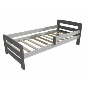 Dětská postel se zábranou VMK008D KIDS (Rozměr: 70 x 160 cm, Barva dřeva: barva šedá + bílá)
