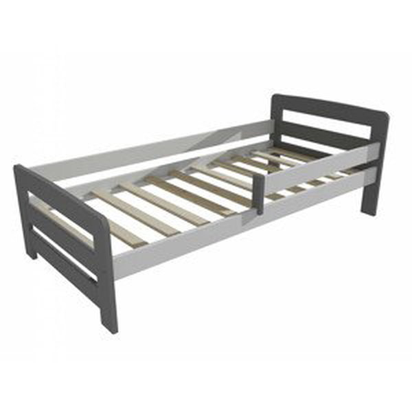 Dětská postel se zábranou VMK008D KIDS (Rozměr: 80 x 180 cm, Barva dřeva: barva šedá + bílá)