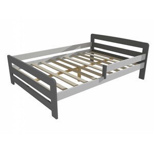 Dětská postel se zábranou VMK008D KIDS (Rozměr: 120 x 200 cm, Barva dřeva: barva šedá + bílá)