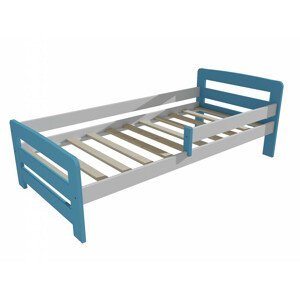 Dětská postel se zábranou VMK008D KIDS (Rozměr: 70 x 160 cm, Barva dřeva: barva modrá + bílá)