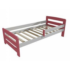 Dětská postel se zábranou VMK008D KIDS (Rozměr: 70 x 160 cm, Barva dřeva: barva růžová + bílá)