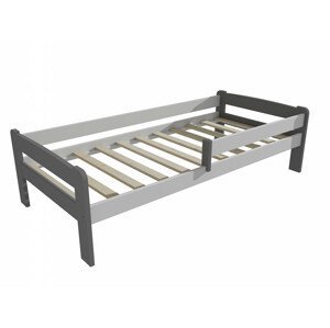 Dětská postel se zábranou VMK009C KIDS (Rozměr: 70 x 160 cm, Barva dřeva: barva šedá + bílá)
