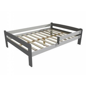 Dětská postel se zábranou VMK009C KIDS (Rozměr: 120 x 200 cm, Barva dřeva: barva šedá + bílá)