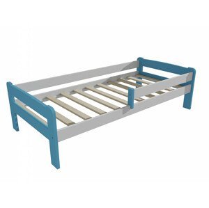 Dětská postel se zábranou VMK009C KIDS (Rozměr: 70 x 160 cm, Barva dřeva: barva modrá + bílá)
