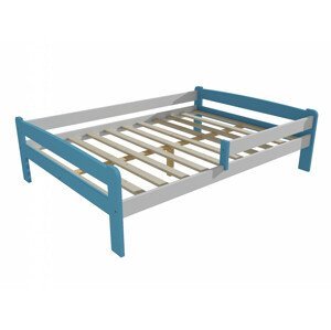 Dětská postel se zábranou VMK009C KIDS (Rozměr: 120 x 200 cm, Barva dřeva: barva modrá + bílá)