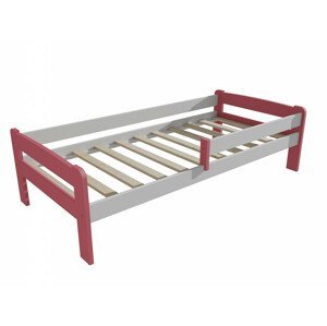 Dětská postel se zábranou VMK009C KIDS (Rozměr: 80 x 160 cm, Barva dřeva: barva růžová + bílá)