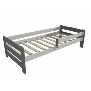 Dětská postel se zábranou VMK009D KIDS (Rozměr: 80 x 160 cm, Barva dřeva: barva šedá + bílá)