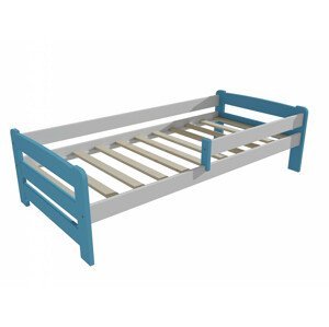 Dětská postel se zábranou VMK009D KIDS (Rozměr: 80 x 160 cm, Barva dřeva: barva modrá + bílá)
