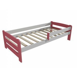 Dětská postel se zábranou VMK009D KIDS (Rozměr: 70 x 160 cm, Barva dřeva: barva růžová + bílá)
