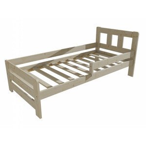 Dětská postel se zábranou VMK010D KIDS (Rozměr: 100 x 200 cm, Barva dřeva: surové dřevo)