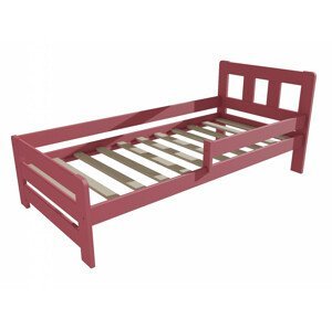 Dětská postel se zábranou VMK010D KIDS (Rozměr: 80 x 160 cm, Barva dřeva: barva růžová)