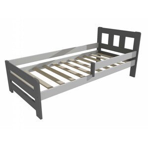 Dětská postel se zábranou VMK010D KIDS (Rozměr: 70 x 160 cm, Barva dřeva: barva šedá + bílá)